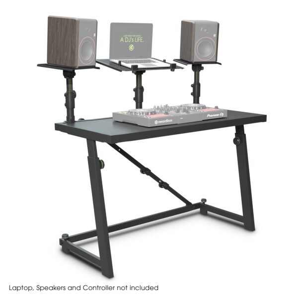 FDJT 01 Gravity DJ Desk with Adjustable Loudspeaker and Laptop Trays on DJ LAB website Lebanon UAE