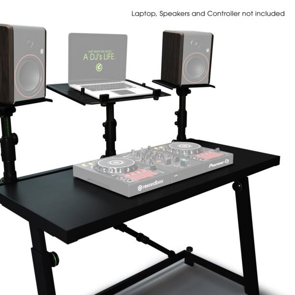 FDJT 01 Gravity DJ Desk with Adjustable Loudspeaker and Laptop Trays on DJ LAB website Lebanon UAE