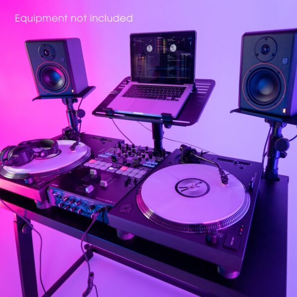 FDJT 01 Gravity DJ Desk with Adjustable Loudspeaker and Laptop Trays on DJ LAB website Lebanon UAE