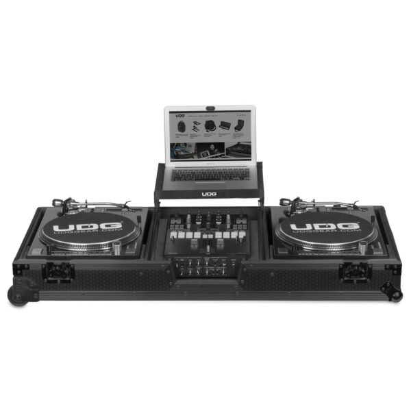 UDG Ultimate Flight Case Set Multi Format Turntable Battle & 10"/12" Mixer Black Plus (Laptop Shelf + Wheels) on dj lab website lebanon uae