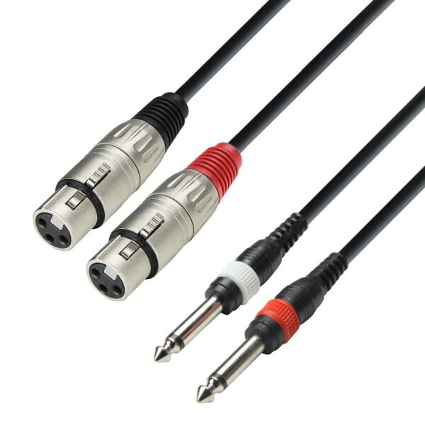 Adam Hall 3 STAR TFP 0300 3M 2 XLR Female x 2 Jack TS Twin Cable